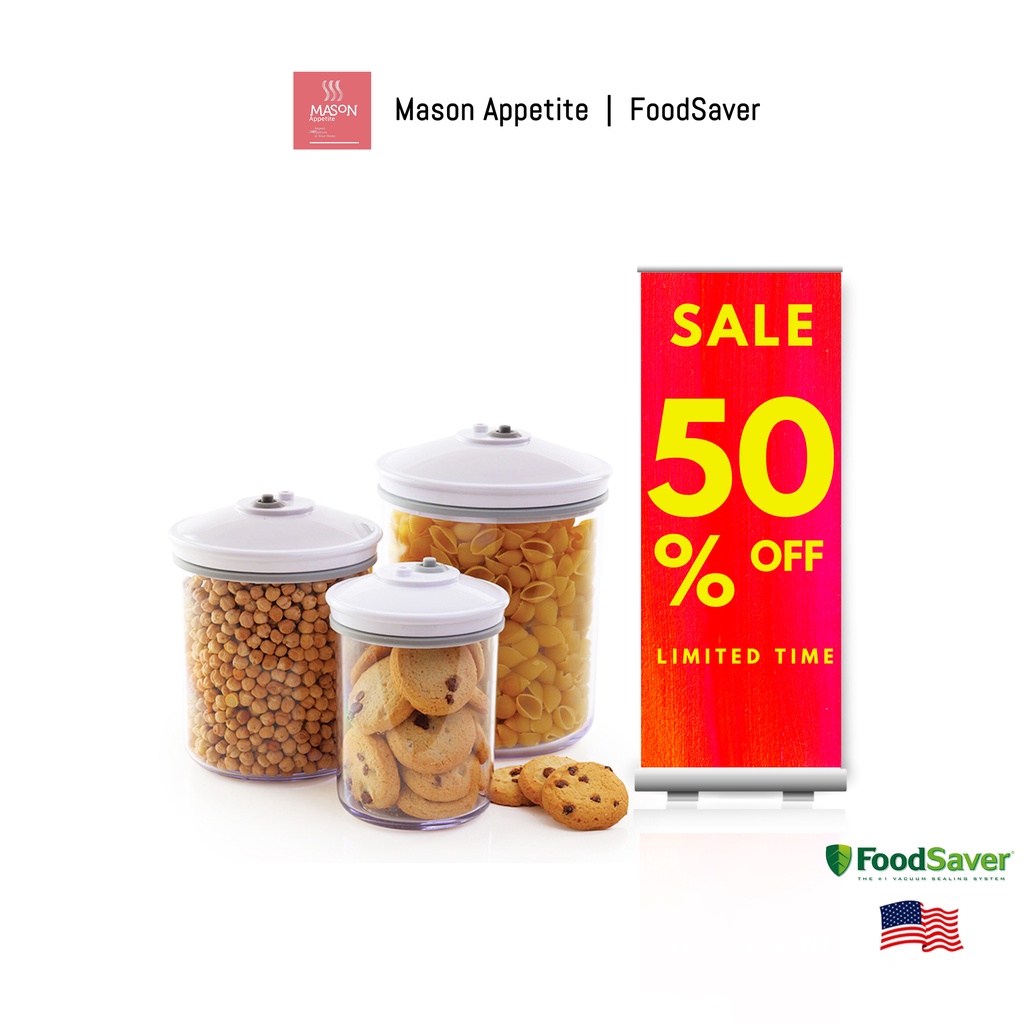 Foodsaver Round Canister Set3p T02005201P ชุดกล่องสุญญากาศ ทรงกลม 3