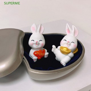 Superme ตุ๊กตากระต่ายเรซิ่น สีขาว สําหรับตกแต่งสวน 1 ชิ้น