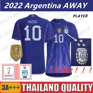 เครื่องเล่นเวอร์ชั่น 2022 World Cup Qatar 2022 Argentina AWAY 3 star MESSI#10 DI MARIA#เสื้อกีฬาแขนสั้น ลายทีมชาติฟุตบอล 11 ชิ้น