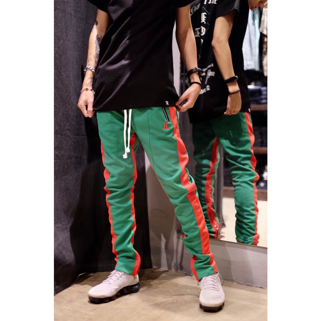 TZWORLDWIDE Track Pants Green red