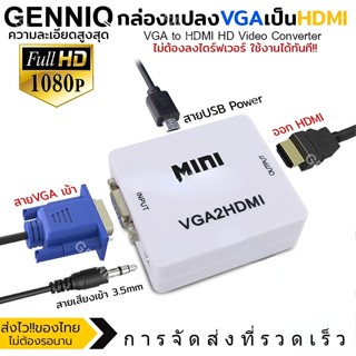 เตรียมจัดส่ง ตัวแปลง Mini HDMI to VGA HDMI 2 VGA Converter กับสายเคเบิ้ล USB 1080P