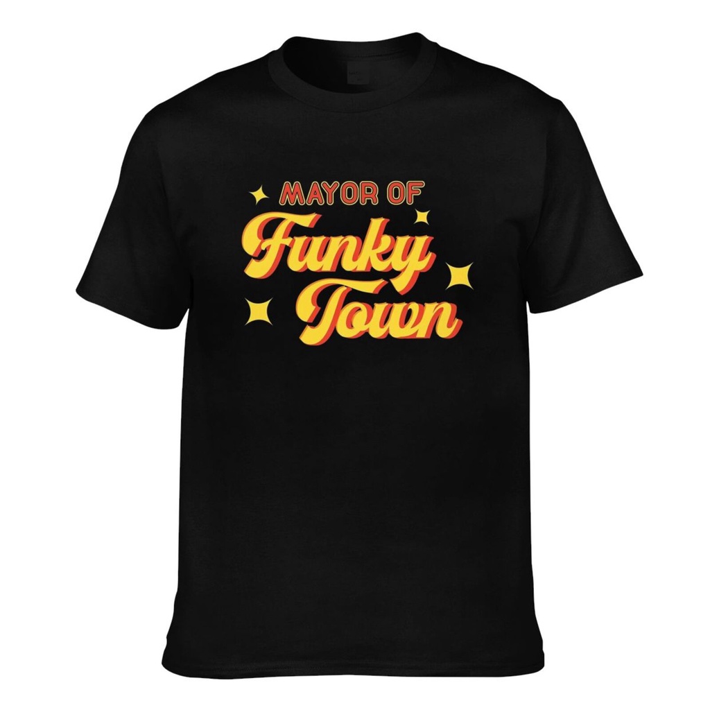 ท็อปส์ซูตลก Mayor Of Funky Town Mens Creative พิมพ์เสื้อยืด