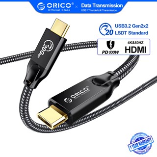 Orico สายเคเบิล USB C เป็น USB C 100W PD Type C 20Gbps 3.2Gen 2X2 USB C 4K UHD ไนล่อนถัก สําหรับ Thunderbolt3 Qculus Quest MacBook Pro iPad Pro