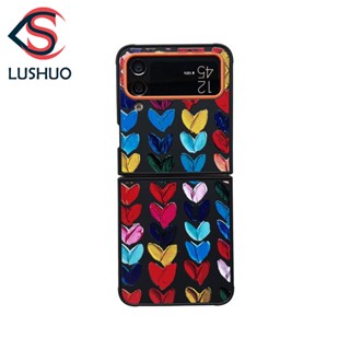 Lushuo เคสโทรศัพท์มือถือ ลายกราฟฟิตี้หัวใจ สําหรับ Samsung Galaxy Z Flip 3 5G and Z Flip 4 Z Flip3 ZFlip3 ZFlip 3 Z Flip4 ZFlip 4