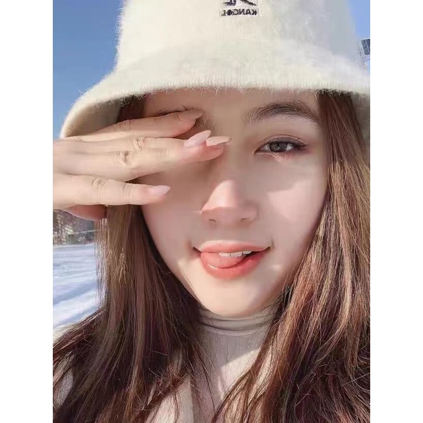 ขายส่งตรงจากโรงงาน หมวกบักเก็ต KANGOL แต่งขนกระต่าย ขนาดเล็ก แฟชั่นฤดูใบไม้ร่วง และฤดูหนาว สไตล์เกาหลี และญี่ปุ่น สําหรับผู้หญิง