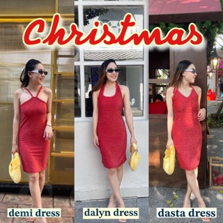 เดรสแดง / red dress🧑🏻‍🎄🎄🫧พร้อมส่ง 4 รุ่น ห้ามพลาด! ราคาดีมากๆ เป็นผ้ากลิตเตอร์ (วิ้ง)💗