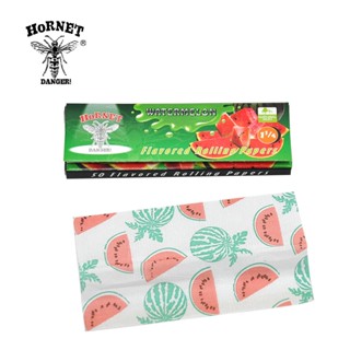 กระดาษโรล Hornet กลิ่นแตงโม 78 มม 50 แผ่น/ตลับ🌿Hornet Watermelon Flavored Rolling Papers 78mm 1 1/4 Size 50 Leaves