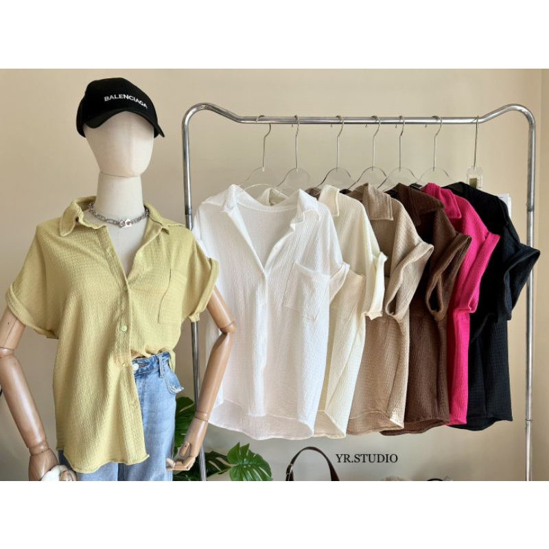 มาเพิ่มเเล้วนะคะ​ FARA SHIRT เสื้อเชิ้ตเเขนเบิ้ล เทกเจอร์ผ้าย่น เเบบไม่ต้องรีด☑️ เนื้อผ้านิ่มใส่สบาย