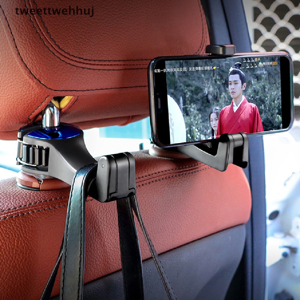 Tw 2 In 1 ตะขอแขวนโทรศัพท์ ติดพนักพิงศีรษะ ด้านหลังเบาะรถยนต์ huj