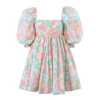 [𝗣𝗥𝗘-𝗢𝗥𝗗𝗘𝗥] 🌈 Rainbow dress เดรสกระโปรงระบาย คอเหลี่ยม ผ้าพอง มีซับใน