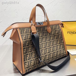 ﹊™▲【Real Shot】 FENDI 88 Womens Handbag Vintage Metal Accessories Large Capacity Fashion Handbag Shoulder Bag