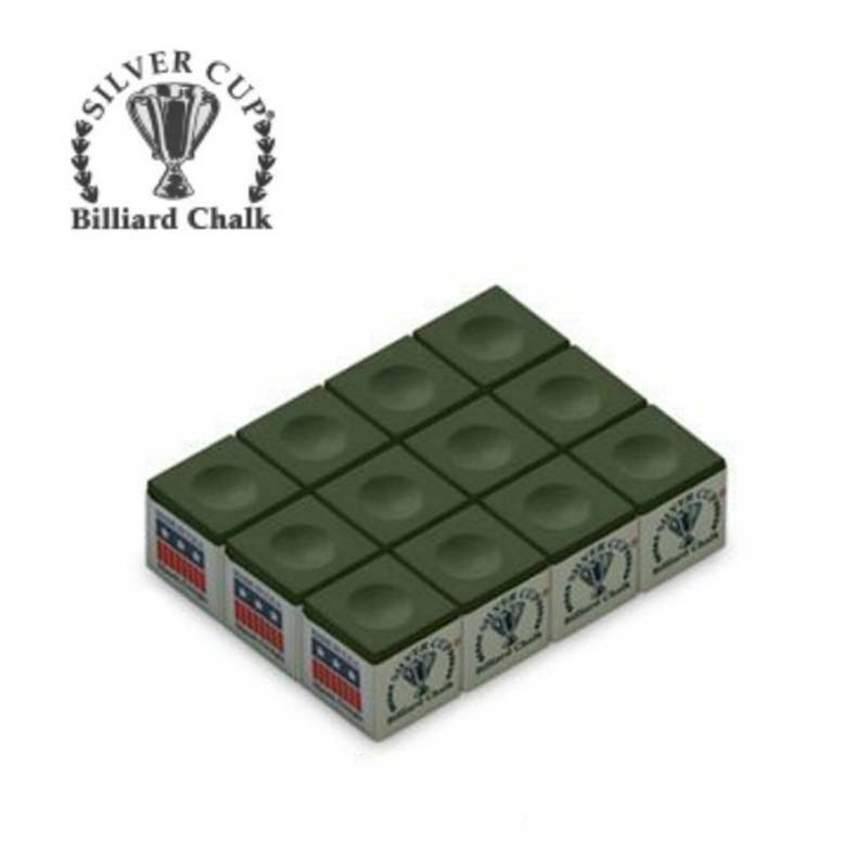 Silver Cup Chalk ชอล์กฝนหัวคิวซิลเวอร์คัพสีโอลีฟ กล่อง 12 ก้อน Olive Box 12pcs.