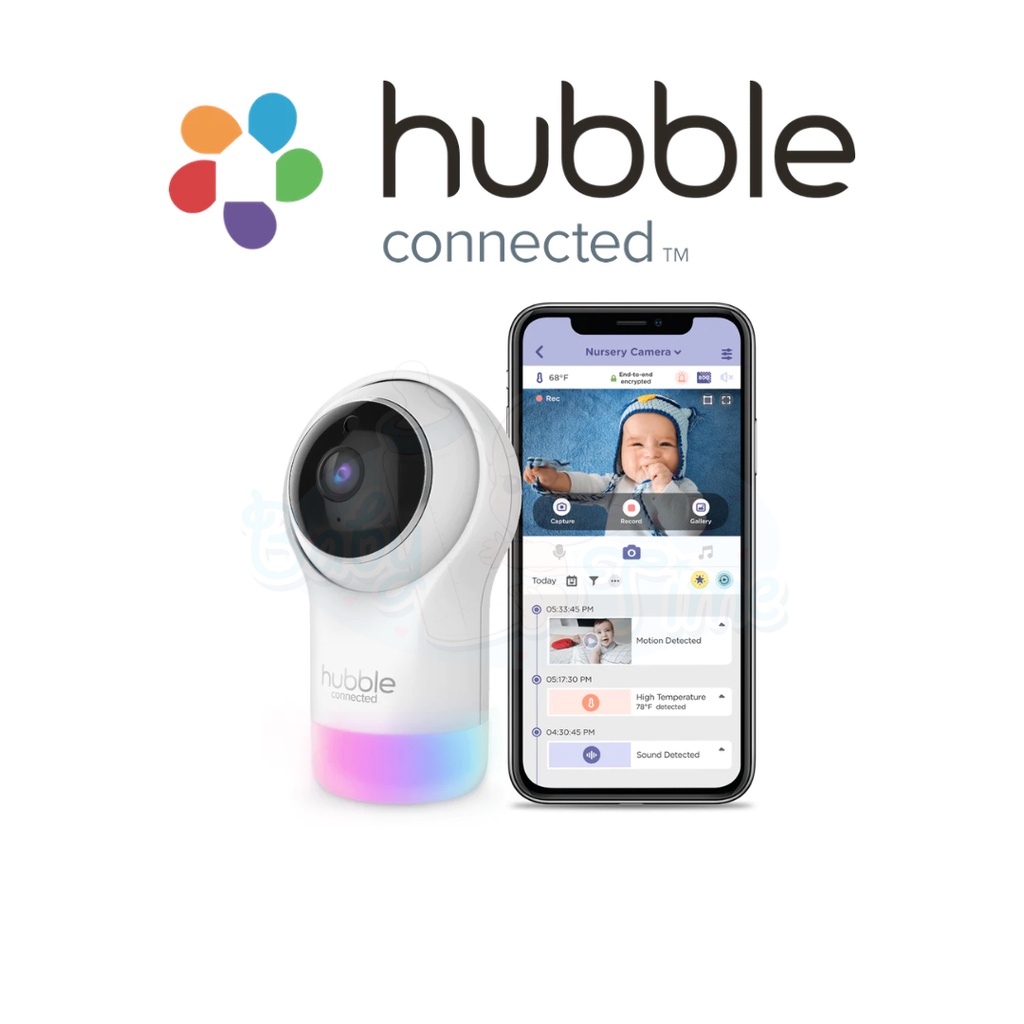 Hubble Baby Monitor Nursery Pal Glow พร้อม Full HD 1080p, ไฟกลางคืน, พูดคุย 2 ทิศทาง, เซ็นเซอร์อุณหภ