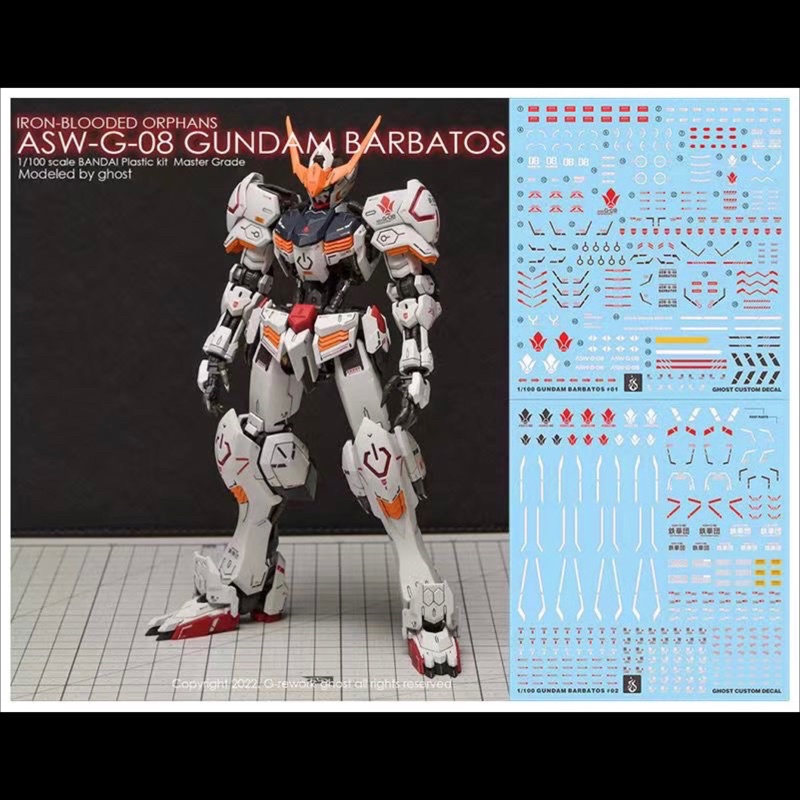 Decal ดีคอลน้ำ Ghost MG 1/100 BARBATOS เรืองแสงแบล็คไลท์ no