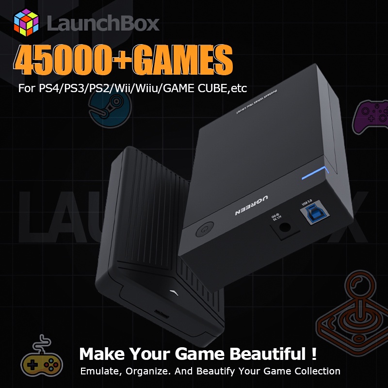 BHard Drive Launchbox 45000 Retro Games for PS4/PS3/PS2/Wii/Wiiu/SS/PSP