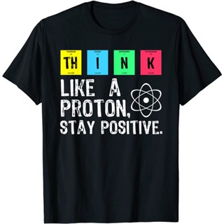 Lyzh Think Like A Proton เสื้อยืด ผ้าฝ้าย พิมพ์ลายวิทยาศาสตร์ คุณภาพสูง