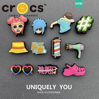 jibbitz crocs ของแทั กระดุมรองเท้าแฟชั่น ลายดอกไม้ DIY