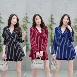 hbstation.shop เสื้อผ้าผู้หญิง ชุด Set 2 ชิ้น  สีดำ แดง กรม พร้อมส่ง