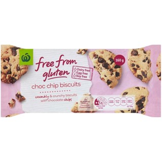 Free From Gluten Choc Chip Biscuits Woolworths 160 G.