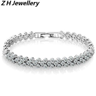 [Z H Jewelry] สร้อยข้อมือ เพทาย สไตล์ฮิปฮอป ปาร์ตี้ เครื่องประดับแฟชั่นสตรี