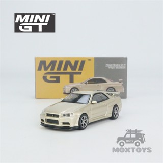 โมเดลรถยนต์ MINI GT 1:64 Nissan Skylnie GT-R (R34) M-Spec Silica Breath RHD