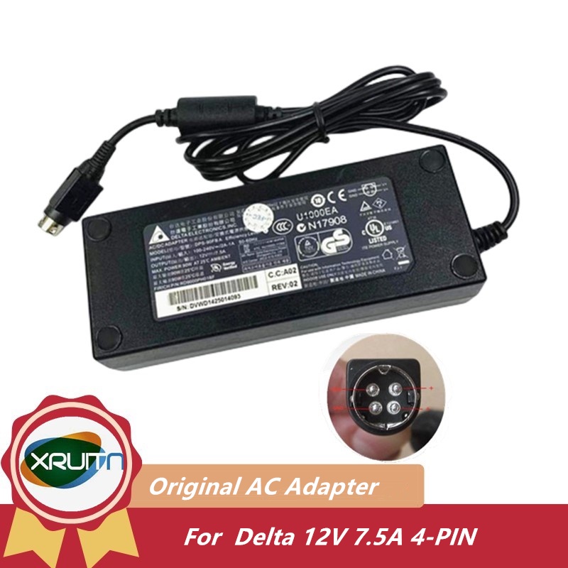 ของแท้ Delta DPS-90FB 90W Charger 12V 7.5A อะแดปเตอร์ AC สําหรับ Fec PP-963 PP-9235C รอบ 4 พินแหล่งจ