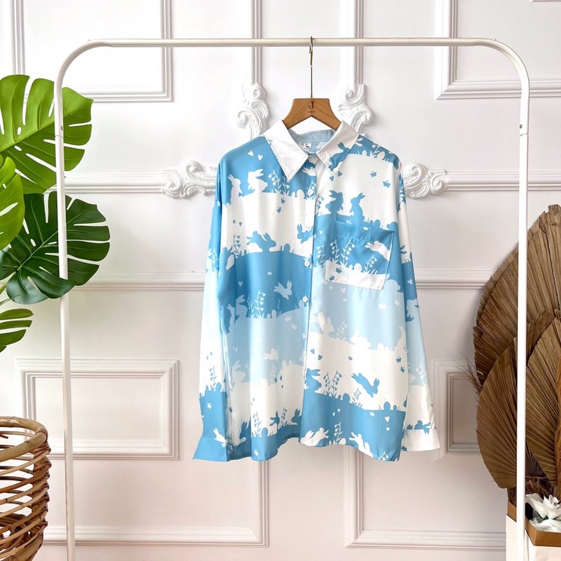 KEMEJA [WHOLESALE] JR8013 - BLUE RABBIT SHIRT (4pcs @ Rp. 77,000)