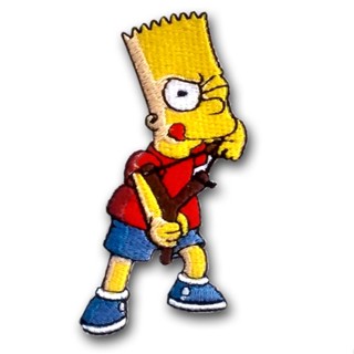 อาร์มติดเสื้อ ตัวรีดติดเสื้อผ้า อาร์ม ตัวรีด การ์ตูน Bart Simson Patch Iron on Homer Lisa