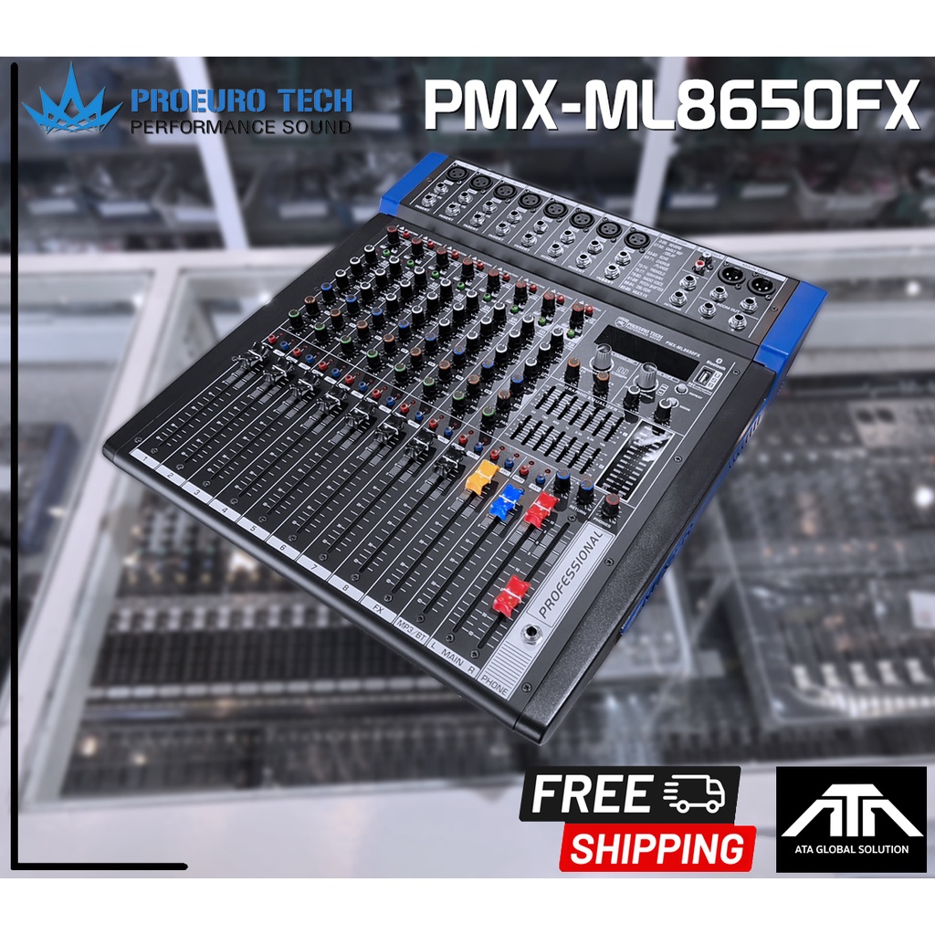 PROEUROTECH PMXML8650FX PMX-ML8650FX มิกเซอร์ 8 Channel Input 650W x 2