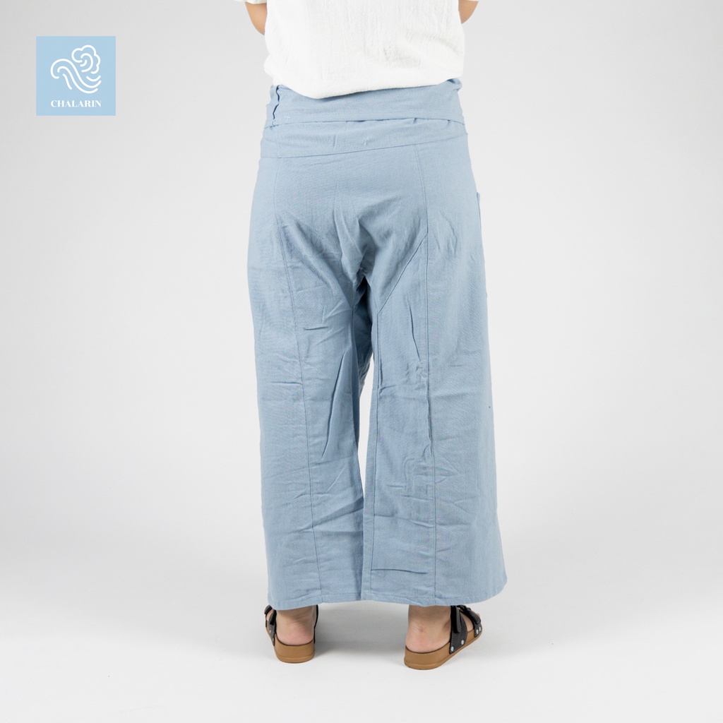 สีเทาอ่อน กางเกงเลผ้าฝ้าย ขายาว ไซส์ใหญ่