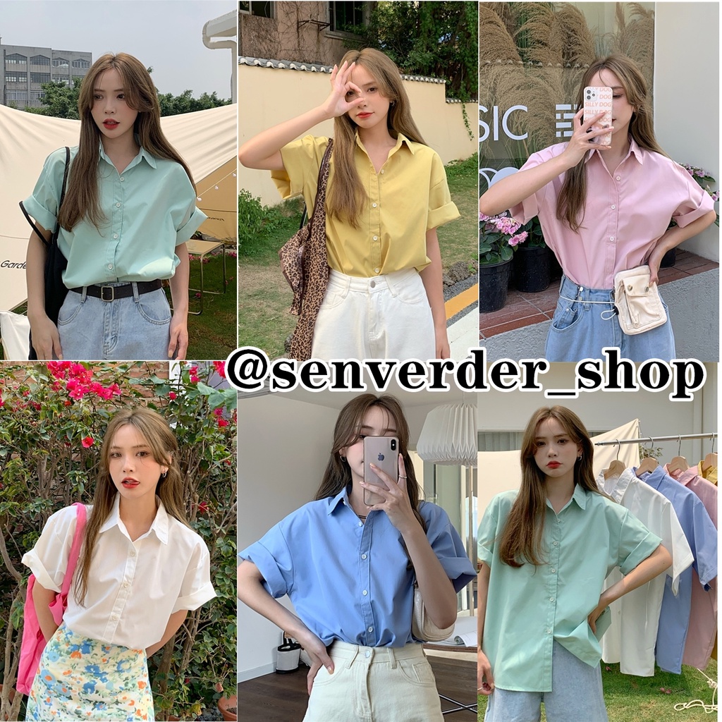 เสื้อเชิ้ตปกฮาวาย แขนสั้น ญ-ช ใส่ได้ นุ่ม พริ้ว ใส่สบาย รูปสินค้าจริง