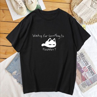 Waiting for Something To Happen Omori Cat Print Tee Shirt Funny Cats Lover T Shirt Harajuku Anime Graphic T Shirts Unise