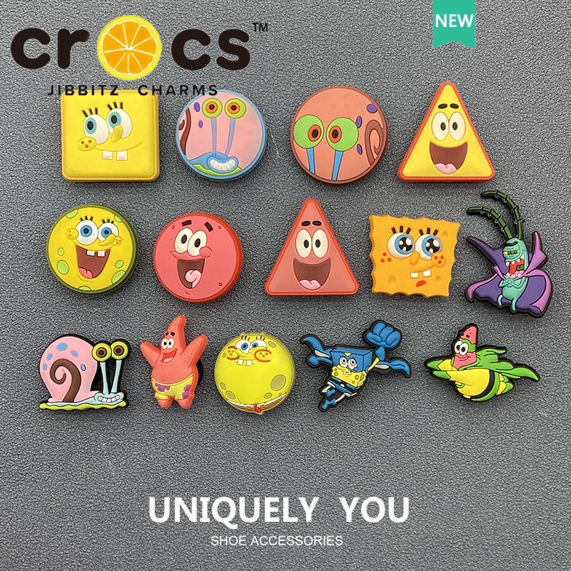 Jibbitz Crocs ของแท้ SpongeBob SquarePants Series ตัวติดรองเท้า การ์ตูน ดอกไม้ รูรองเท้า อุปกรณ์เสริม jibbitz จิ๊บบิท ตัวติดรองเท้า crocs