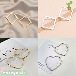 Rosegoods1 ต่างหูห่วง แฟชั่น ปาร์ตี้ ของขวัญ เด็กผู้หญิง เครื่องประดับ ต่างหูสี่เหลี่ยม