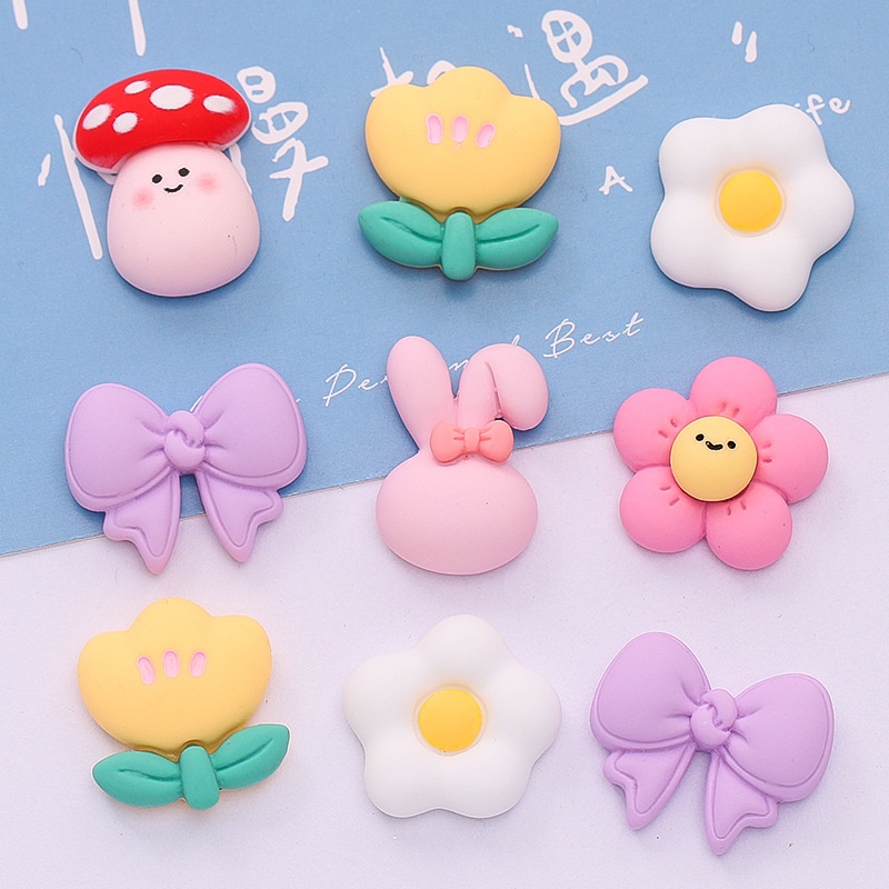 น่ารัก Bowknot Jibits สําหรับ Crocks กระต่ายเค้ก Jibitz Crocs อุปกรณ์เสริมเห็ดรองเท้า Charms ไอศกรีม Croc Jibbits สําหรับผู้หญิงรองเท้าหัวเข็มขัดตกแต่ง