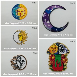 Sun Moon Mushroom cartoon ตัวรีดติดเสื้อ แจ๊คเก็ต อาร์ม  ยีนส์ Hipster Embroidered Iron on Patch  DIY