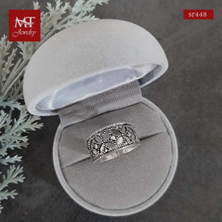 MT แหวนเงินแท้ ฉลุลาย สไตล์ยุโรป งานรมดำ ไซส์ : 54, 58, 59 Solid 925 Sterling Silver Ring (sr448) MT Jewelry มณีธารา