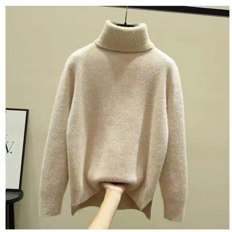 เสื้อกันหนาว คอเต่า ผ้าถัก ลําลอง สไตล์เกาหลี สีพื้น เหมาะกับฤดูใบไม้ร่วง และฤดูหนาว สําหรับผู้หญิง