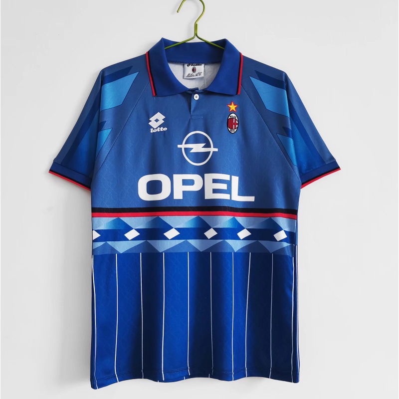 1995/96 AC Milan Away เสื้อเชิ้ตแขนสั้น สไตล์วินเทจ ไซส์ S-XXL เสื้อกีฬา เสื้อฟุตบอล AAA