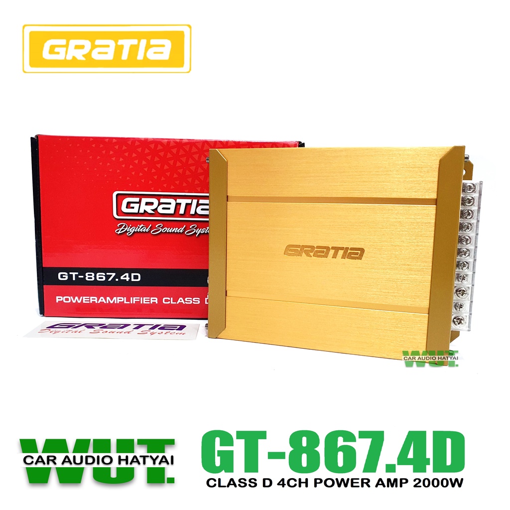 GRATIA เพาเวอร์แอมป์ สำหรับขับเสียงกลางแหลมหรือซับเบส คลาสดี Class D/4CH 2000watts.วัตต์  GRATIA รุ่