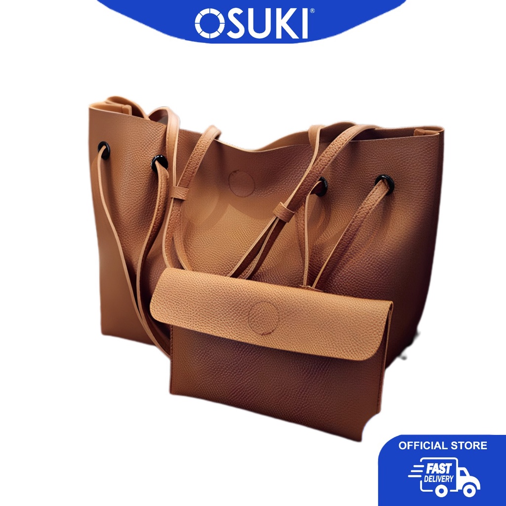OSUKI กระเป๋าสะพายหนังหรูหรา 12212 - สีน้ําตาล
