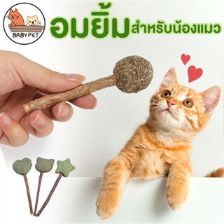 【P013】BABY PET 😻🌿อมยิ้มแคทนิป ลูกบอลแคทนิป เสียบไม้มาทาทาบิ สมุนไพรแมวผสมใบมิ้นท์ กัญชาแมว 😺🌿