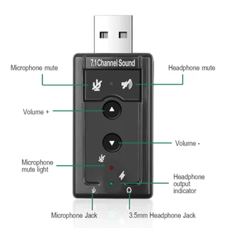 ✨USB SOUND ซาวด์การ์ด การ์ดเสียง ยูเอสบี ใช้งานง่ายสะดวก ไม่ต้องติดตั้ง เสียบใช้งานได้เลย