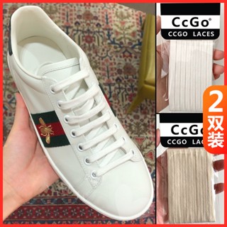 GUCCI [ชนเผ่าสีหลัก] เชือกผูกรองเท้าผ้าใบ ผ้าฝ้ายแท้ ขนาดเล็ก ลายสับปะรด สีดํา สีเบจ สําหรับผู้ชาย และผู้หญิง