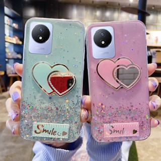 VIVO IQOO 11 5G Y02 Y16 Y35 2022 Y22 Y22s V25 V25e V25 Pro 5G เคส Protective Soft Casing Starry Sky Glitter Love Heart Phone Case Transparent TPU Phone Back Cover เคสโทรศัพท