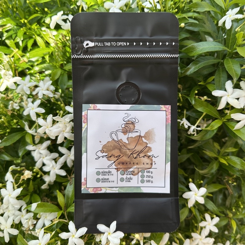 เมล็ดกาแฟคั่วเข้ม ขนาด 100g อาราบีก้า100%