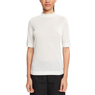 ESPRIT Womens With TENCEL™: T-shirt with band collar