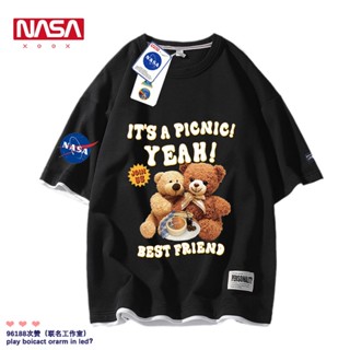 2023 เสื้อยืดแขนสั้นลําลอง คอกลม ผ้าฝ้าย ทรงหลวม พิมพ์ลาย NASA สวมใส่สบาย แฟชั่นสําหรับสตรี_59