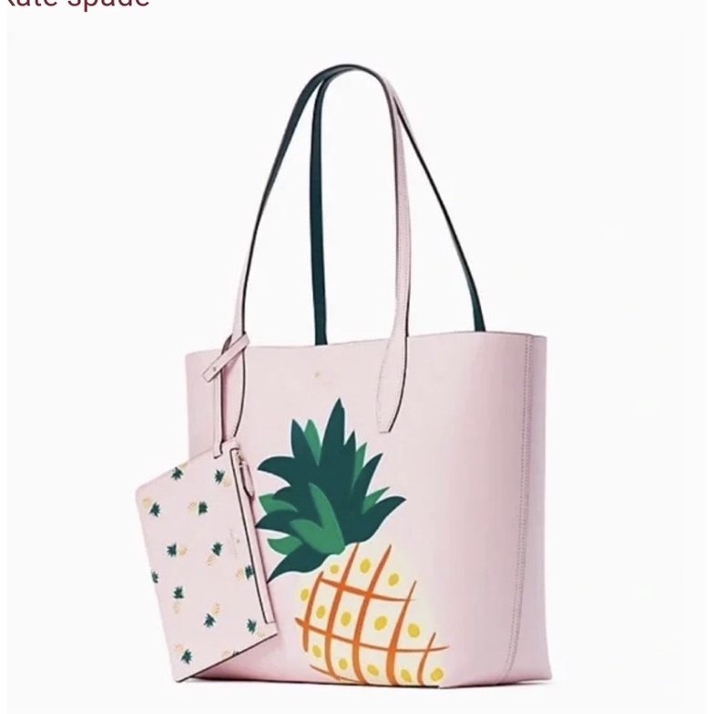 Kate Spade Colada Pineapple Graphic Large Tote Bag Pink Multi