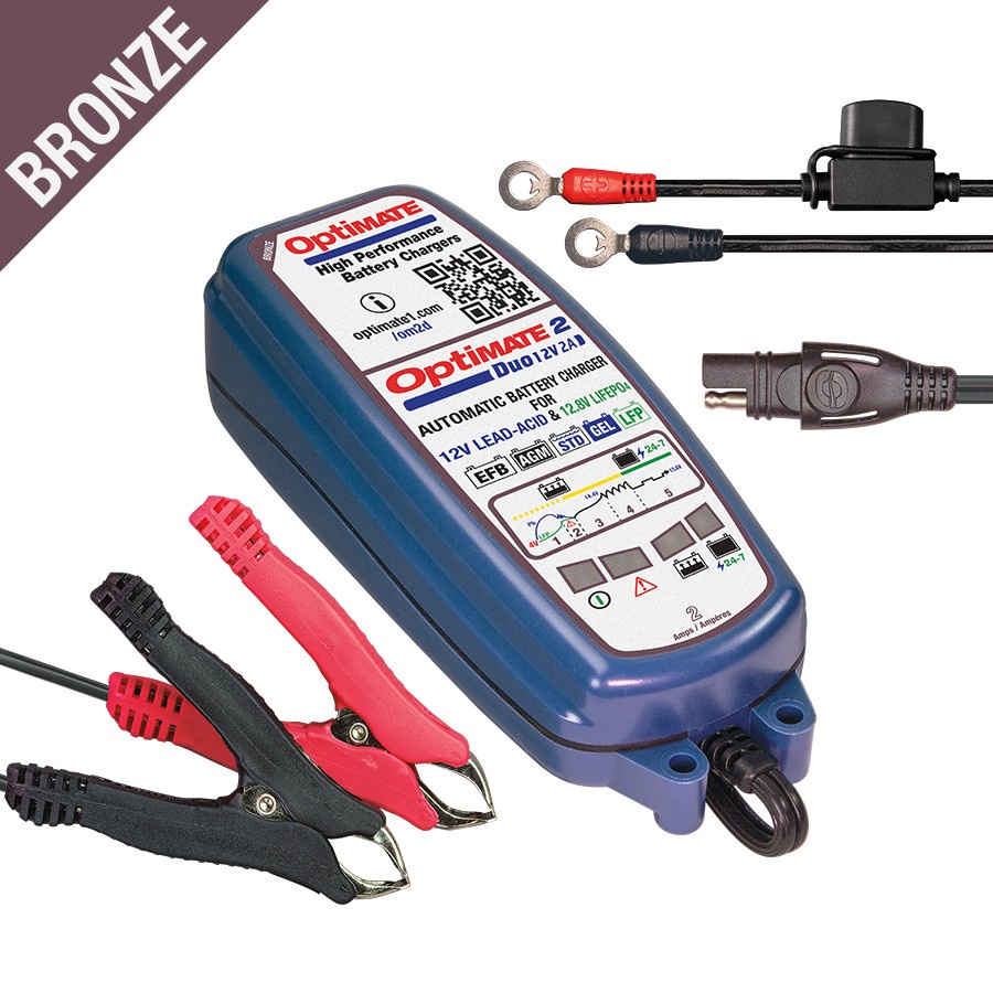 เครื่องชาร์จแบตเตอรี่ Optimate 2 DUO / 5-step 12V / 12.8V 2A sealed battery maintainer TM550